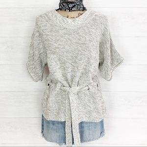 Oversized Elle Tie-Waist Marled Gray Sweater